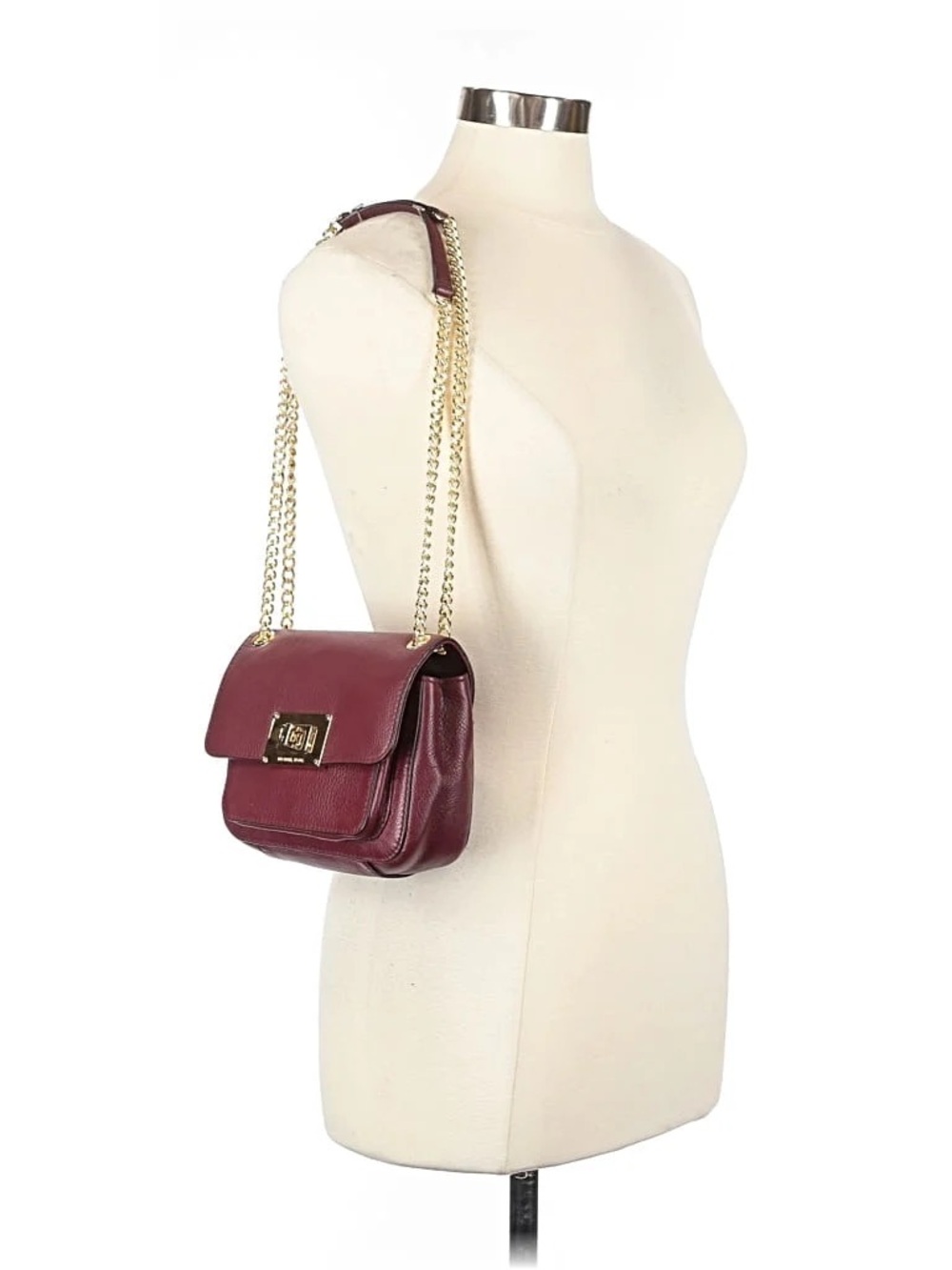 Michael Kors Women's Burgundy Leather Chain-Handle Shoulder Bag - Picture 9 of 9